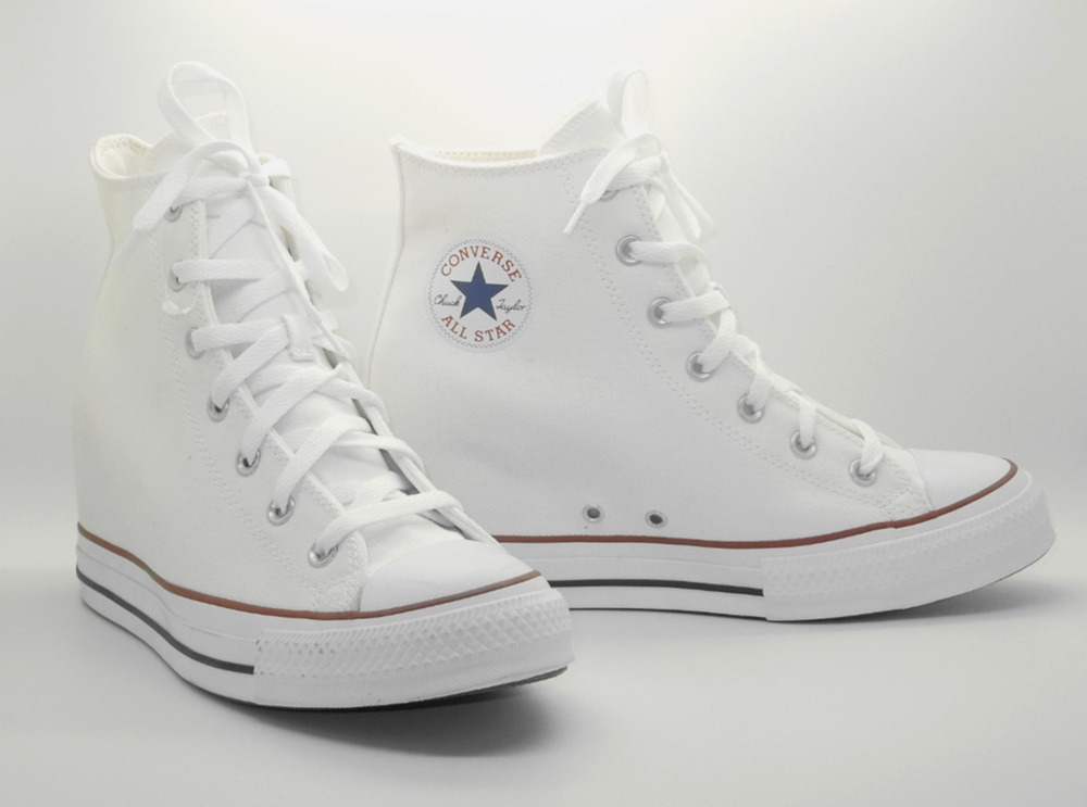 B0 NWoB CONVERSE ALL STAR Wmns White Canvas High Top Wedge Shoes A1190C Size 11